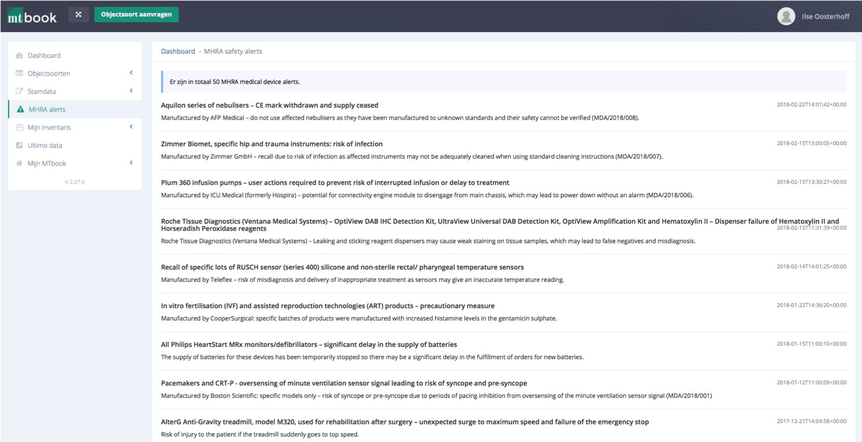 MHRA alerts in MTbook
